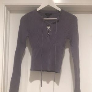 Knit long sleeve top.  Original tags.  Never worn.  Dusty blue